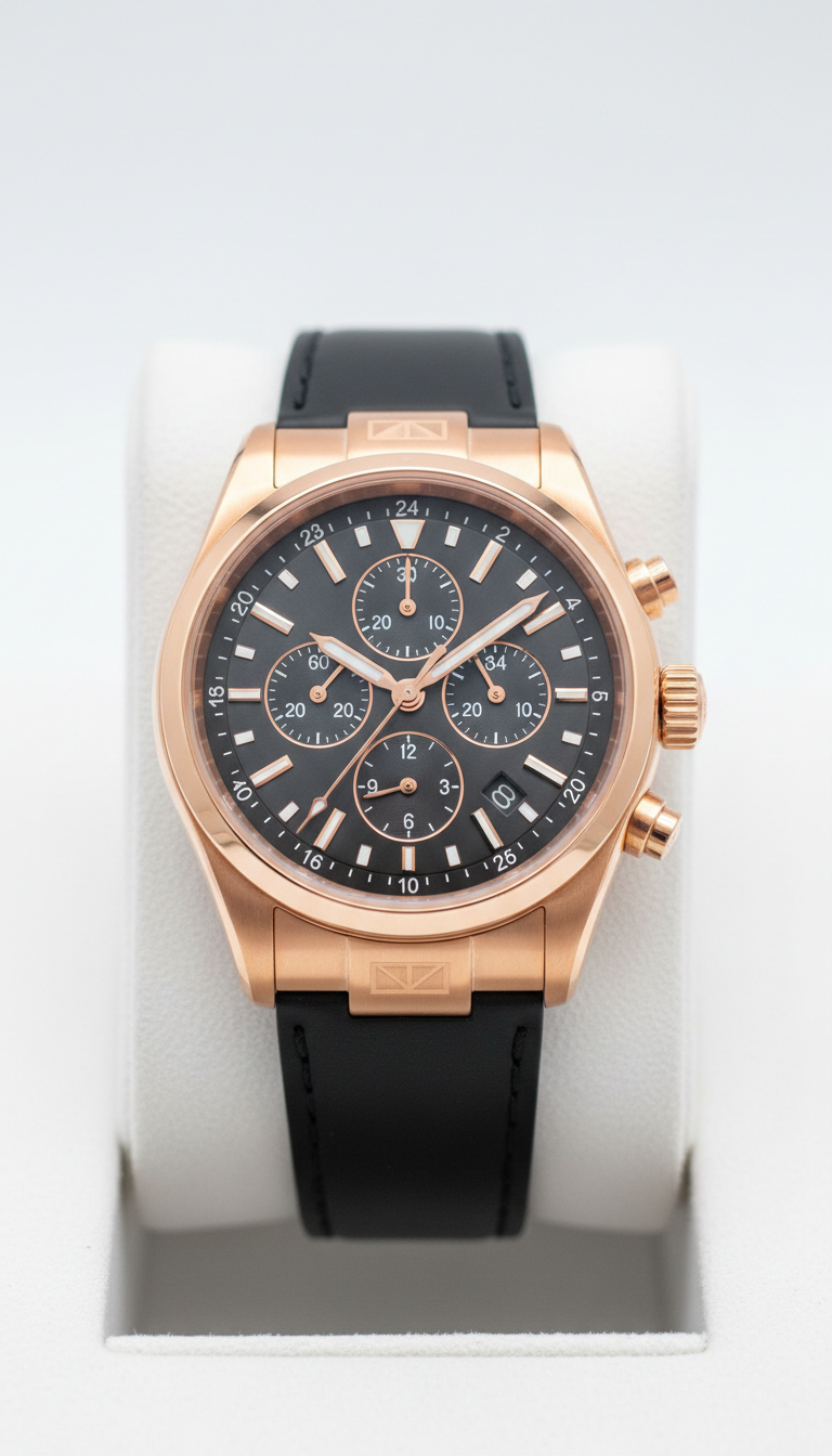Rose Gold GMT Watch with Engraved Caseback