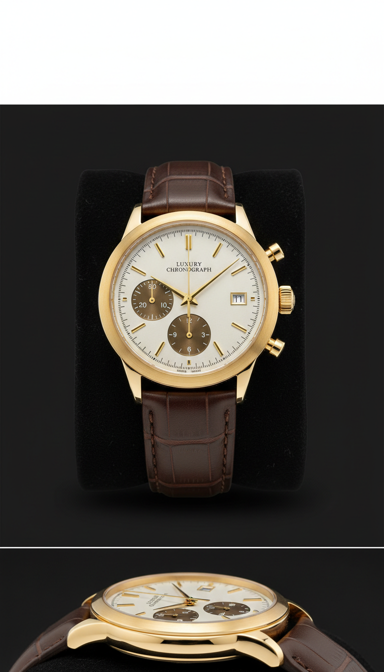 Gold Chronograph with Alligator Strap